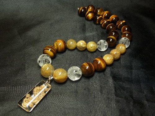 別のアングル写真2: 最強天然石数珠  浮彫皇帝龍本水晶プレート  皇帝龍彫本水晶  タイガーアイ  タイチンルチルネックレス  金運アップ  願いを叶える  風水神  高級オラオラ  誕生日  贈り物    こだわり  / 誕プレ 魔除け 運気向上 お揃い プレゼント お祝  高品質 / 京海堂