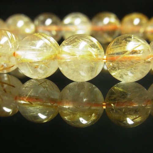 別のアングル写真1: おすすめ天然石ブレスレット   11ミリ  お試し価格  一点物  ゴールド  タイチンルチル  ブレス   42g  R73  虹入金針水晶  天然石  数珠  開運招来  最強金運  パワーストーン  ルチル  開運  目玉  ギフト  贈り物    誕生日  / 誕プレ 魔除け 運気向上 お揃い クリスマスプレゼント お祝  高品質 / 京海堂