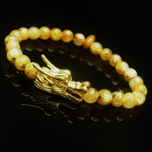 画像3: ドラゴンヘッド＆勾玉  8ミリ  現品一点物  ゴールド  タイチンルチル  勾玉ルチル  ブレス  20g  ryujin2  開運セット付  最強金運  勝負運  誕生日  ギフト  贈り物    / 誕プレ 魔除け 運気向上 お揃い クリスマスプレゼント お祝  高品質 / 京海堂