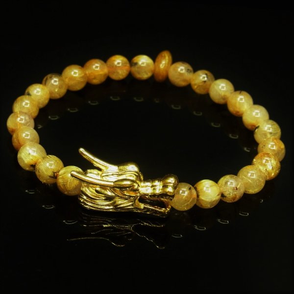 画像4: ドラゴンヘッド＆勾玉  8ミリ  現品一点物  ゴールド  タイチンルチル  勾玉ルチル  ブレス  20g  ryujin2  開運セット付  最強金運  勝負運  誕生日  ギフト  贈り物    / 誕プレ 魔除け 運気向上 お揃い クリスマスプレゼント お祝  高品質 / 京海堂