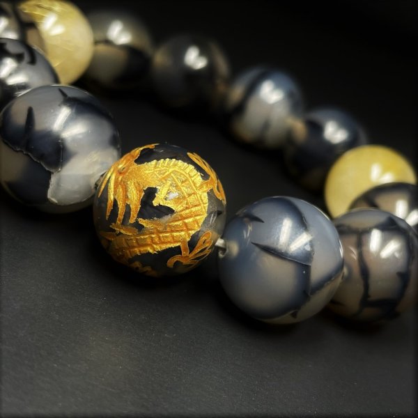 画像8: 成功をサポートする  16ミリ  風水神  皇帝龍  ドラゴンアゲート  龍紋石  ゴールドルチル  ブレス   天然石  数珠  最強金運  パワーストーン  開運  誕生日  ギフト  贈り物    ryub2  / 誕プレ 魔除け 運気向上 お揃い プレゼント お祝  高品質 / 京海堂