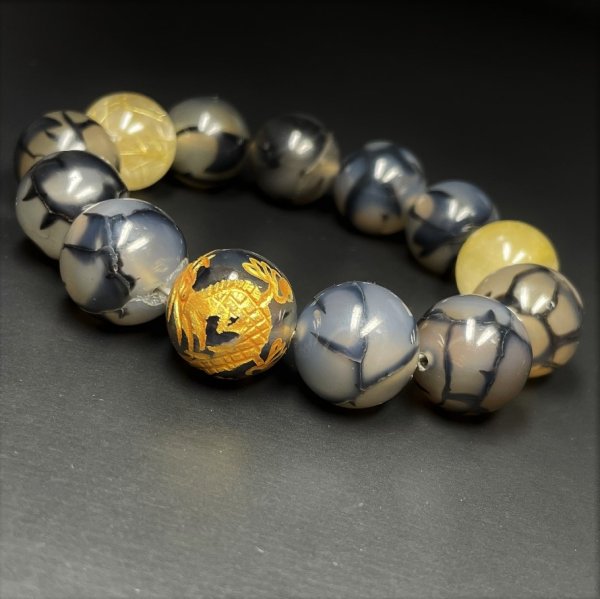 画像3: 成功をサポートする  16ミリ  風水神  皇帝龍  ドラゴンアゲート  龍紋石  ゴールドルチル  ブレス   天然石  数珠  最強金運  パワーストーン  開運  誕生日  ギフト  贈り物    ryub2  / 誕プレ 魔除け 運気向上 お揃い プレゼント お祝  高品質 / 京海堂