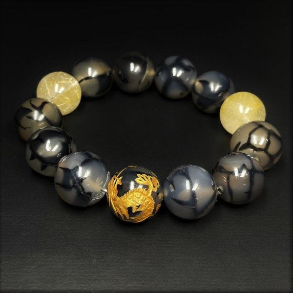 画像4: 成功をサポートする  16ミリ  風水神  皇帝龍  ドラゴンアゲート  龍紋石  ゴールドルチル  ブレス   天然石  数珠  最強金運  パワーストーン  開運  誕生日  ギフト  贈り物    ryub2  / 誕プレ 魔除け 運気向上 お揃い プレゼント お祝  高品質 / 京海堂