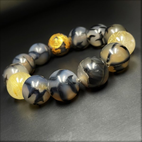 画像5: 成功をサポートする  16ミリ  風水神  皇帝龍  ドラゴンアゲート  龍紋石  ゴールドルチル  ブレス   天然石  数珠  最強金運  パワーストーン  開運  誕生日  ギフト  贈り物    ryub2  / 誕プレ 魔除け 運気向上 お揃い プレゼント お祝  高品質 / 京海堂
