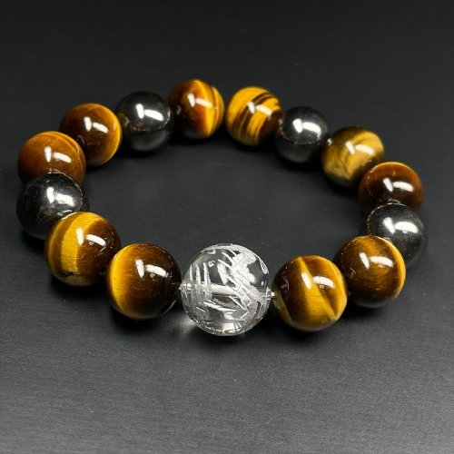 別のアングル写真3: 健康運を高める磁気ありパワーストーン  14ミリ  12ミリ  風水神  皇帝龍  本水晶  タイガーアイ  ヘマタイト  ブレス   天然石  数珠  最強金運  パワーストーン  開運  誕生日  ギフト  贈り物    ryub14  / 誕プレ 魔除け 運気向上 お揃い クリスマスプレゼント お祝  高品質 / 京海堂
