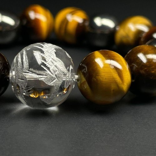 別のアングル写真2: 健康運を高める磁気ありパワーストーン  14ミリ  12ミリ  風水神  皇帝龍  本水晶  タイガーアイ  ヘマタイト  ブレス   天然石  数珠  最強金運  パワーストーン  開運  誕生日  ギフト  贈り物    ryub14  / 誕プレ 魔除け 運気向上 お揃い クリスマスプレゼント お祝  高品質 / 京海堂