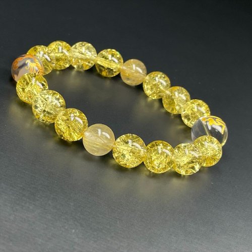 別のアングル写真3: 金運を招き寄せる数珠  12ミリ  10ミリ  守護梵字本水晶  皇帝龍  ドラゴンアゲート  10mm シトリン  クラック  ゴールド  ルチルクォーツ  ブレス   選べる梵字  天然石  最強  パワーストーン  開運  誕生日  ギフト  贈り物    bOR6  / 誕プレ 魔除け 運気向上 お揃い クリスマスプレゼント お祝  高品質 / 京海堂