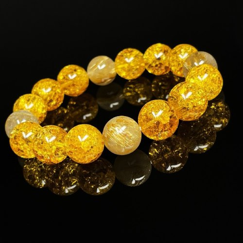 別のアングル写真2: 相性抜群の組み合わせ  12mm  パワーストーン  ゴールドルチル  シトリン  クラック  ブレス   11月  誕生石  金運  財運  仕事運  天然石  爆裂黄水晶  クリスタル  開運  誕生日  ギフト  贈り物    CKR3  / 誕プレ 魔除け 運気向上 お揃い クリスマスプレゼント お祝  高品質 / 京海堂