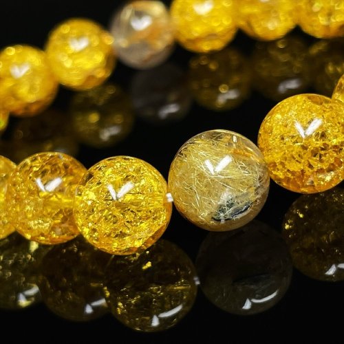別のアングル写真1: 相性抜群の組み合わせ  10mm  パワーストーン  ゴールドルチル  シトリン  クラック  ブレス   11月  誕生石  金運  財運  仕事運  天然石  爆裂黄水晶  クリスタル  開運  誕生日  ギフト  贈り物    CKR2  / 誕プレ 魔除け 運気向上 お揃い プレゼント お祝  高品質 / 京海堂