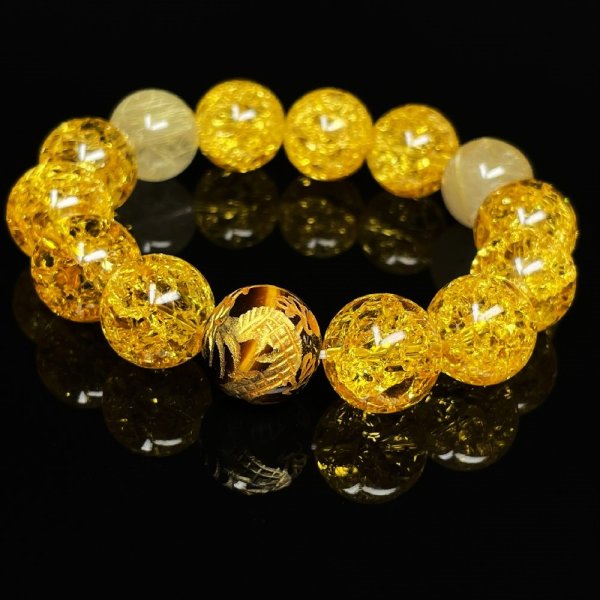 画像4: 財運を引き寄せる  14ミリ  風水神  皇帝龍  タイガーアイ  シトリンクラック  ゴールドルチル  ブレス   天然石  数珠  最強金運  パワーストーン  開運  誕生日  ギフト  贈り物    ryub15  / 誕プレ 魔除け 運気向上 お揃い プレゼント お祝  高品質 / 京海堂