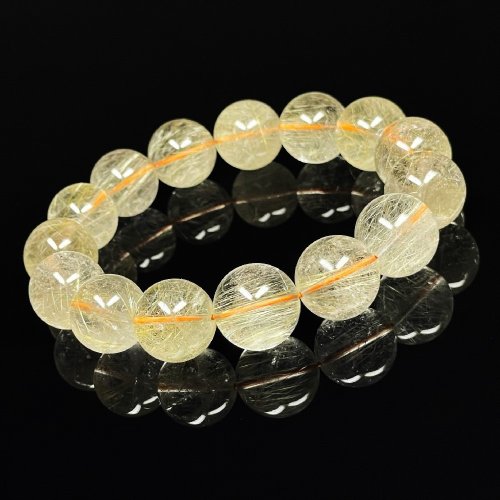 別のアングル写真1: 無数のルチルが輝きます  14ミリ  透明感抜群  現品一点物  ゴールドルチル  ブレス   金針水晶  数珠  63g  Rr2  開運セット付  最強金運  パワーストーン  ルチル  水晶  1点物   誕生日  贈り物   /クリスマスプレゼント お祝 高品質 / 京海堂