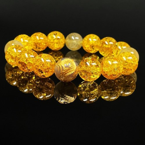 別のアングル写真3: 最強金運数珠  12ミリ  金彫皇帝龍  龍紋石  ドラゴンアゲート  シトリンクラック  ゴールド  ルチルクォーツ  ブレス   相性抜群  天然石  パワーストーン  開運  結婚記念日  誕生石  ギフト  贈り物    ryub20  / 誕プレ 魔除け 運気向上 お揃い プレゼント お祝  高品質 / 京海堂