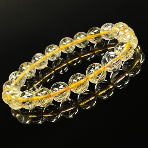 別のアングル写真2: 9－10ミリ  おすすめ  現品一点物  ゴールドルチル  ブレス   虹入り金針水晶  数珠  26g  SGR22  商品動画あり  / 誕プレ 魔除け 運気向上 お揃い プレゼント お祝  高品質 / 京海堂