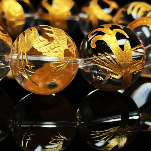 別のアングル写真2: 全幅の信頼を置ける神獣数珠   18ミリ  金彫四神獣  本水晶  クリスタル  ブレス   天然石  最強開運  パワーストーン  開運  結婚記念日  誕生石  SiSin24  / 誕プレ 魔除け 運気向上 お揃い プレゼント お祝  高品質 / 京海堂