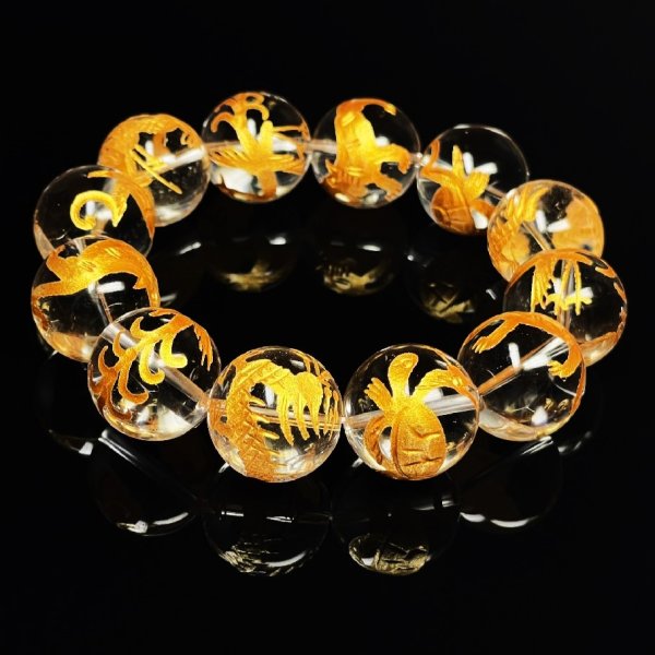 画像9: 全幅の信頼を置ける神獣数珠   18ミリ  金彫四神獣  本水晶  クリスタル  ブレス   天然石  最強開運  パワーストーン  開運  結婚記念日  誕生石  SiSin24  / 誕プレ 魔除け 運気向上 お揃い プレゼント お祝  高品質 / 京海堂