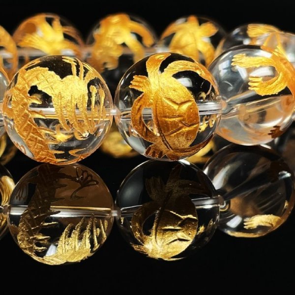 画像5: 全幅の信頼を置ける神獣数珠   18ミリ  金彫四神獣  本水晶  クリスタル  ブレス   天然石  最強開運  パワーストーン  開運  結婚記念日  誕生石  SiSin24  / 誕プレ 魔除け 運気向上 お揃い プレゼント お祝  高品質 / 京海堂