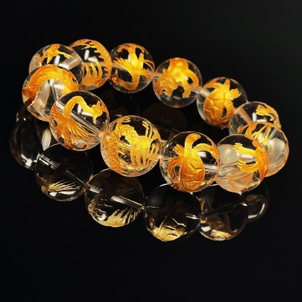 画像3: 全幅の信頼を置ける神獣数珠   18ミリ  金彫四神獣  本水晶  クリスタル  ブレス   天然石  最強開運  パワーストーン  開運  結婚記念日  誕生石  SiSin24  / 誕プレ 魔除け 運気向上 お揃い プレゼント お祝  高品質 / 京海堂