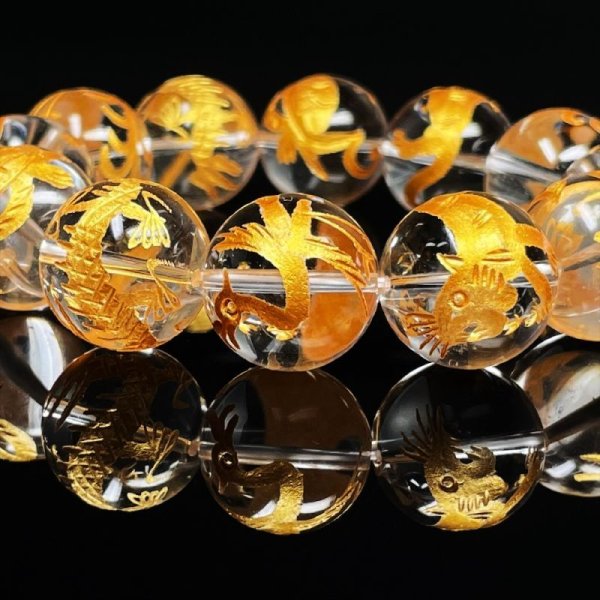 画像8: 全幅の信頼を置ける神獣数珠   18ミリ  金彫四神獣  本水晶  クリスタル  ブレス   天然石  最強開運  パワーストーン  開運  結婚記念日  誕生石  SiSin24  / 誕プレ 魔除け 運気向上 お揃い プレゼント お祝  高品質 / 京海堂