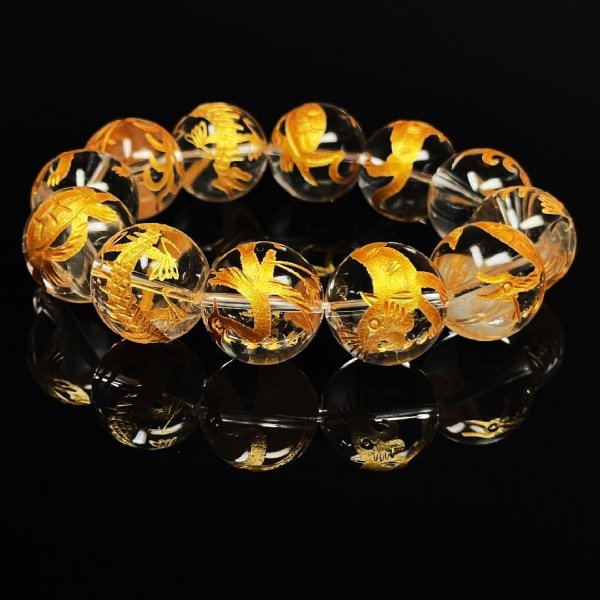 画像7: 全幅の信頼を置ける神獣数珠   18ミリ  金彫四神獣  本水晶  クリスタル  ブレス   天然石  最強開運  パワーストーン  開運  結婚記念日  誕生石  SiSin24  / 誕プレ 魔除け 運気向上 お揃い プレゼント お祝  高品質 / 京海堂