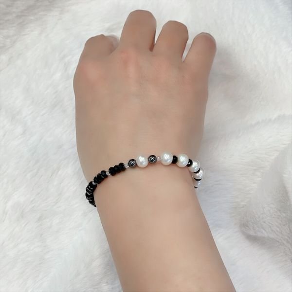 画像6: アシンメトリーブレス   イニシャルチャーム付  nao2  パール  ブラックスピネル  磁気ヘマタイト  カットクリスタル  天然石  ルチル  開運  誕生日  贈り物   /プレゼント お祝 高品質 / 京海堂