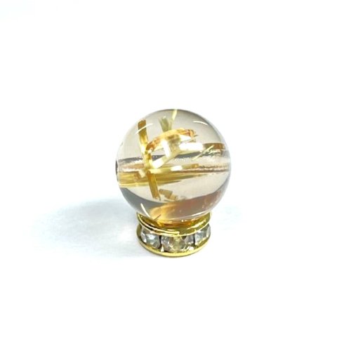 別のアングル写真1: 一部凹みあり  9ミリ  一点物  1粒売り  ゴールド  タイチンルチル  天然石  金針水晶  KPt25  誕生日  リメイク  贈り物    お守り  ギフト  / 誕プレ 魔除け 運気向上 お揃い プレゼント お祝  高品質 / 京海堂