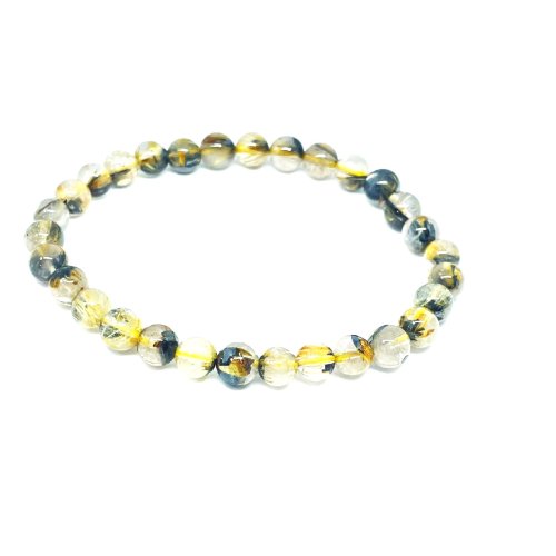 別のアングル写真1: ギラギラがたまらない  6ミリ  お試し価格  現品一点物  太陽放射ルチル  ブレス   12g  OTHR61  金針水晶  天然石  数珠  最強金運  / 誕プレ 魔除け 運気向上 お揃い クリスマスプレゼント お祝  高品質 / 京海堂