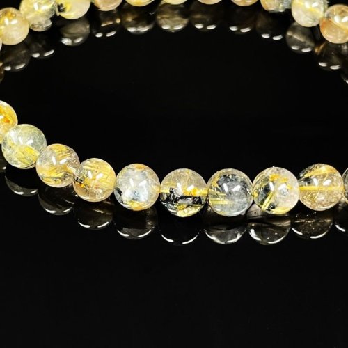 別のアングル写真3: ギラギラがたまらない  6ミリ  お試し価格  現品一点物  太陽放射ルチル  ブレス   12g  OTHR61  金針水晶  天然石  数珠  最強金運  / 誕プレ 魔除け 運気向上 お揃い クリスマスプレゼント お祝  高品質 / 京海堂