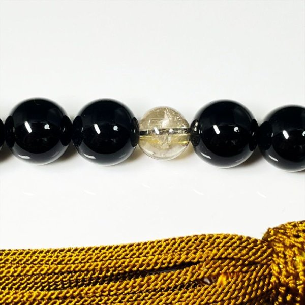 画像3: 御念珠/頭付房  黒瑪瑙  オニキス  金針水晶  ゴールドルチル  仕立て  本物  天然石  パワーストーン使用  念珠袋付  数珠  法事  贈り物   クリスマスプレゼント  お守り  お正月  合格祈願  / 誕プレ 魔除け 運気向上 お揃い クリスマスプレゼント お祝  高品質 / 京海堂