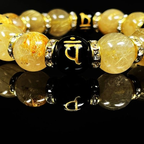 画像6: 最強開運数珠  16ミリ  14ミリ  守護梵字オニキス  皇帝龍  ドラゴンアゲート  ゴールド  ルチルクォーツ  ブレス   選べる梵字  天然石  最強金運  パワーストーン  開運  誕生日  ギフト  贈り物    bOR18  / 誕プレ 魔除け 運気向上 お揃い クリスマスプレゼント お祝  高品質 / 京海堂