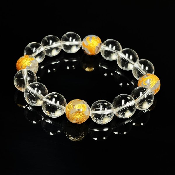 画像4: 運気上昇のキーマン  12ミリ  金彫四神獣  龍紋石  ドラゴンアゲート  本水晶  クリスタル  ブレス   天然石  最強開運  パワーストーン  開運  結婚記念日  誕生石  SiSin34  / 誕プレ 魔除け 運気向上 お揃い プレゼント お祝  高品質 / 京海堂