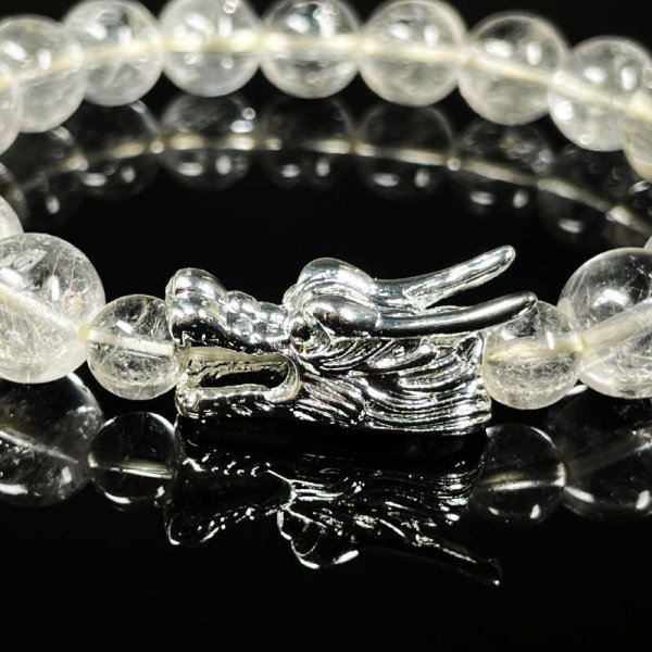 画像5: ドラゴンヘッド＆レインボー  10ミリ  8ミリ  お勧め  現品一点物  シルバールチル  ブレス   ryujin3  40g  シラー  虹入銀針水晶  天然石  パワーストーン  クォーツ  誕生日  贈り物    ギフト  商品動画あり  / 誕プレ 魔除け 運気向上 お揃い プレゼント お祝  高品質 / 京海堂