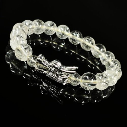 別のアングル写真2: ドラゴンヘッド＆レインボー  10ミリ  8ミリ  お勧め  現品一点物  シルバールチル  ブレス   ryujin3  40g  シラー  虹入銀針水晶  天然石  パワーストーン  クォーツ  誕生日  贈り物    ギフト  商品動画あり  / 誕プレ 魔除け 運気向上 お揃い プレゼント お祝  高品質 / 京海堂