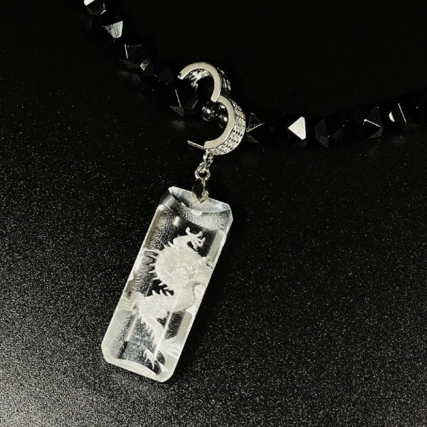 画像4: ワイルドに決まるパワーストーン  浮彫皇帝龍本水晶プレート  20面カットオニキス  磁気ヘマタイト  ネックレス  こだわり  URn14  ギフト  / 誕プレ 魔除け 運気向上 お揃い クリスマスプレゼント お祝  高品質 / 京海堂