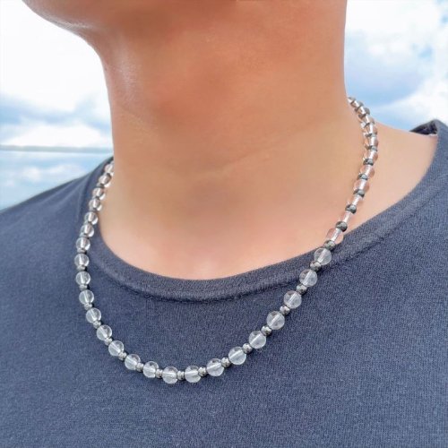 別のアングル写真3: 透明感がポイント  ヘマタイト  本水晶  クリスタル  磁気  ネックレス  jn25  / 誕プレ 魔除け 運気向上 お揃い クリスマスプレゼント お祝  高品質 / 京海堂