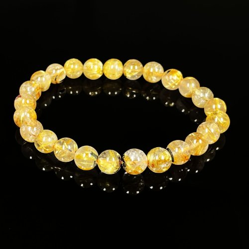 別のアングル写真1: お試し価格  7ミリ  現品一点物  ゴールド  タイチンルチル  ブレス   金針水晶  16g  OR7  商品動画あり  / 誕プレ 魔除け 運気向上 お揃い クリスマスプレゼント お祝  高品質 / 京海堂