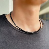 【高級感溢れるデザイン】K18ビーズ ブラックスピネル ヘマタイト 磁気 ネックレス ＳＰＫｎ３ 父の日 プレゼント