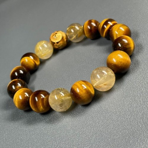 別のアングル写真3: 成功へと導くパワー  12ミリ  風水神  皇帝龍  タイガーアイ  タイチンルチル  ブレス   ryub39  / 誕プレ 魔除け 運気向上 お揃い クリスマスプレゼント お祝  高品質 / 京海堂