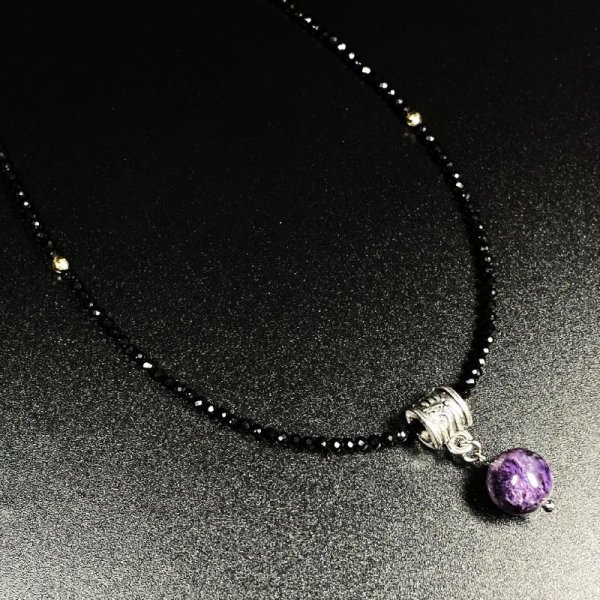 画像7: ヒーリングストーン  チャロアイト  メタルパイプチャームネックレス  Sn6  / 誕プレ 魔除け 運気向上 お揃い プレゼント お祝  高品質 / 京海堂