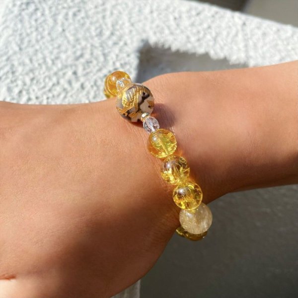 画像3: あなただけのオリジナルを  14mm金彫皇帝龍 ドラゴンアゲート 　10ｍｍシトリンクラック  11mm タイチンルチル  K18  ブレス   ryk1  商品動画あり  に  / 誕プレ 魔除け 運気向上 お揃い クリスマスプレゼント お祝  高品質 / 京海堂