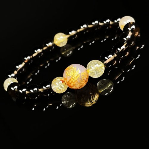 別のアングル写真3: 身体と大地とのエネルギーを繋げる力  10ミリ  8ミリ  皇帝龍  ドラゴンアゲート  ゴールドルチル  スモーキークォーツ  ブレス   天然石  数珠  ryub42  / 誕プレ 魔除け 運気向上 お揃い クリスマスプレゼント お祝  高品質 / 京海堂
