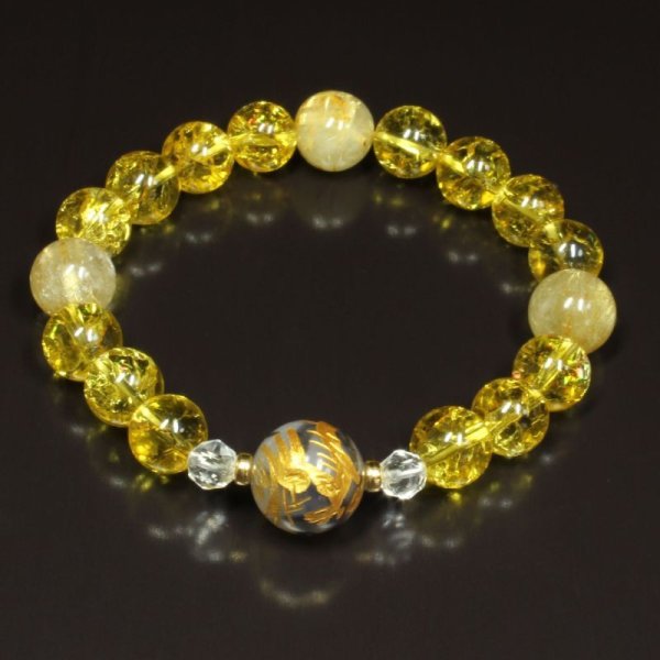 画像4: あなただけのオリジナルを  14mm金彫皇帝龍 ドラゴンアゲート 　10ｍｍシトリンクラック  11mm タイチンルチル  K18  ブレス   ryk1  商品動画あり  に  / 誕プレ 魔除け 運気向上 お揃い クリスマスプレゼント お祝  高品質 / 京海堂