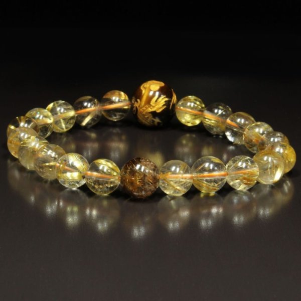 画像14: 辰年モデル・昇龍数珠  一点物  金彫皇帝龍  タイガーアイ  ゴールドタイチンルチル  タイガールチル  ブレス   Shouryu1  開運セット付  商品動画i  お守り効果  / 誕プレ 魔除け 運気向上 お揃い クリスマスプレゼント お祝  高品質 / 京海堂