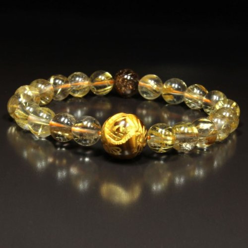 別のアングル写真3: 辰年モデル・昇龍数珠  一点物  金彫皇帝龍  タイガーアイ  ゴールドタイチンルチル  タイガールチル  ブレス   Shouryu1  開運セット付  商品動画i  お守り効果  / 誕プレ 魔除け 運気向上 お揃い クリスマスプレゼント お祝  高品質 / 京海堂