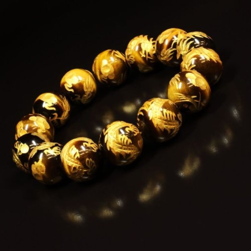 別のアングル写真3: 洞察力を高める数珠  14ミリ  風水神  皇帝龍  タイガーアイ  虎目石  ブレス   開運  お守り効果  辰年  誕生日  ギフト  贈り物    zenryu5  / 誕プレ 魔除け 運気向上 お揃い クリスマスプレゼント お祝  高品質 / 京海堂