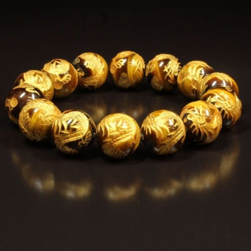 別のアングル写真2: 洞察力を高める数珠  14ミリ  風水神  皇帝龍  タイガーアイ  虎目石  ブレス   開運  お守り効果  辰年  誕生日  ギフト  贈り物    zenryu5  / 誕プレ 魔除け 運気向上 お揃い クリスマスプレゼント お祝  高品質 / 京海堂