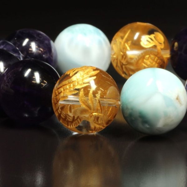 画像9: 双龍数珠  16ミリ  皇帝龍  本水晶  ラリマー  アメジスト  ブレス   お守り効果  贈り物   プレゼント  ryub53  / 誕プレ 魔除け 運気向上 お揃い プレゼント お祝  高品質 / 京海堂