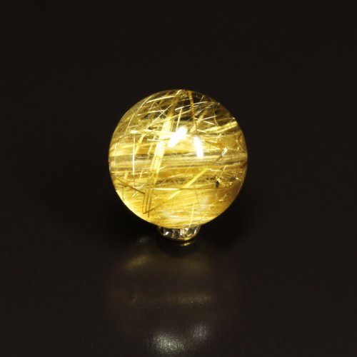 別のアングル写真1: 最高峰の品質  16ミリ  一点物  1粒売り  ゴールドルチル  クォーツ  パワー充填の座布団付 SPR23  金針水晶  お守り効果  必勝祈願  贈り物   /プレゼント お祝 高品質 / 京海堂