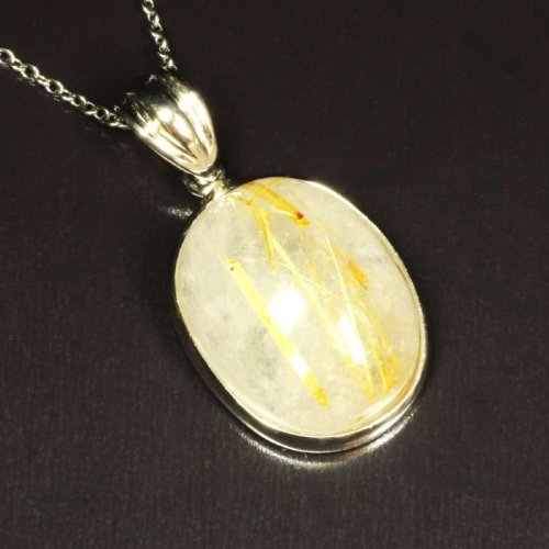 別のアングル写真1: 大粒が魅力  一点物  ゴールドタイチンルチル  クォーツ  ペンダント  シルバー925  KgT44  金針水晶  お守り効果  誕生日  ギフト  贈り物    / 誕プレ 魔除け 運気向上 お揃い プレゼント お祝  高品質 / 京海堂