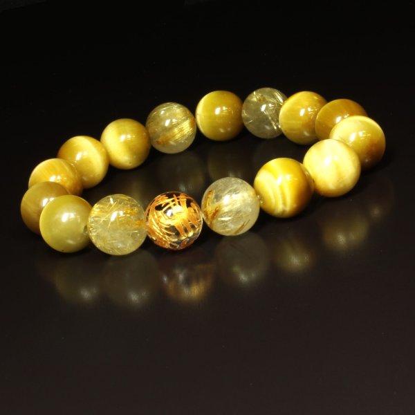 画像3: 決断力  12ミリ  金彫皇帝龍  本水晶  ゴールデンタイガーアイ  ゴールド  ルチルクォーツ  ブレス   ryub57  ギフト  / 誕プレ 魔除け 運気向上 お揃い クリスマスプレゼント お祝  高品質 / 京海堂