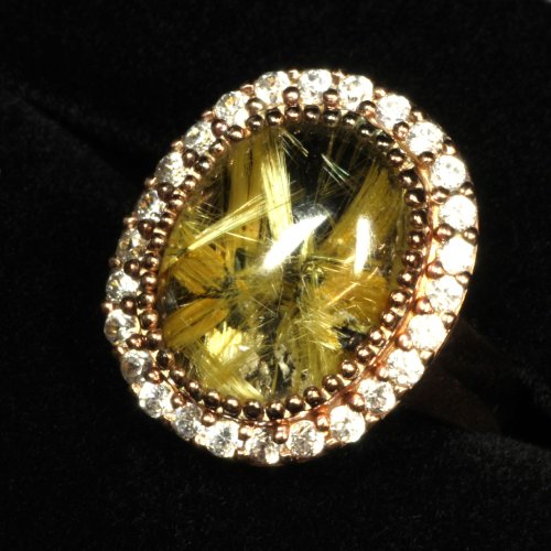 別のアングル写真1: キラキラ感が半端ない  一点物  太陽放射ルチルリング  TRR3  14号  シルバー925  ピンクゴールドカラー  指輪  金針水晶  お守り効果  勝ち運  贈り物   /プレゼント お祝 高品質 / 京海堂